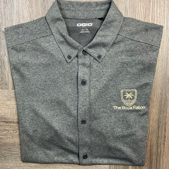 OGIO Shirt Mens XL Gray The Boca Raton Resort Club Logo Button-Down Performance - Picture 1 of 8